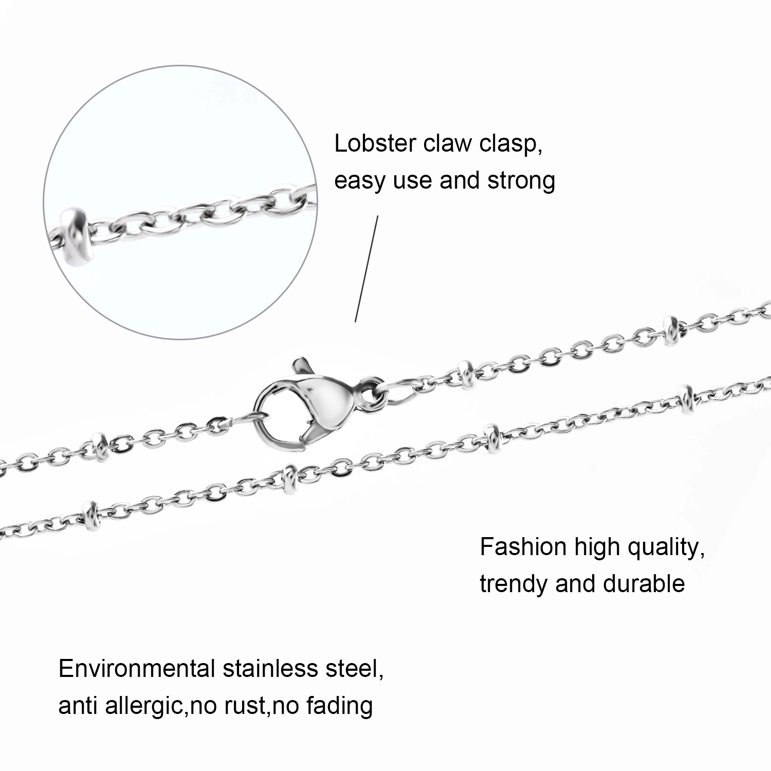 Fashion Jewelry Imitation Gold Plated Rose Gold Stainless Steel Anklet Bracelet Jewellery Making Chain Necklace