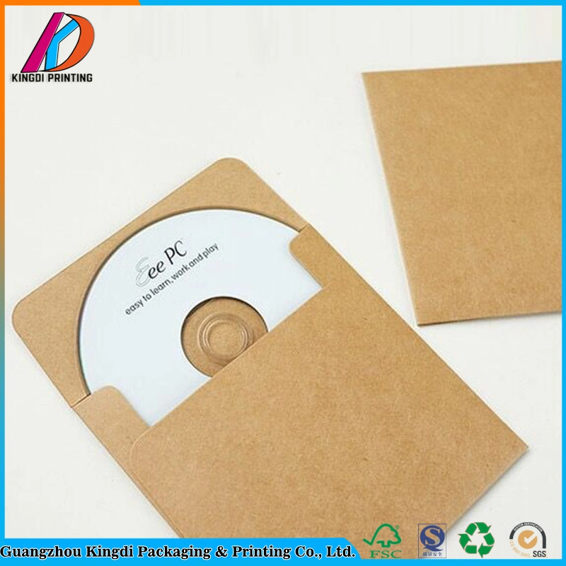 Custom Brown Color DVD Bag Kraft Paper Pocket Envelope for CD