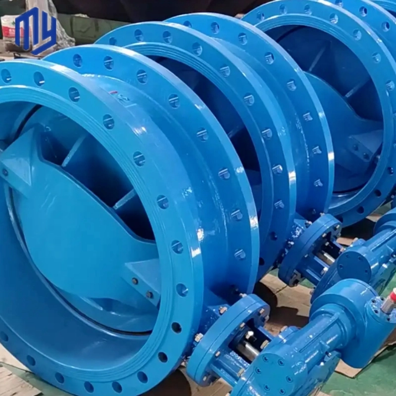 Pn16 Worm Gear Ductile Iron Double Flange Eccentric Butterfly Valve