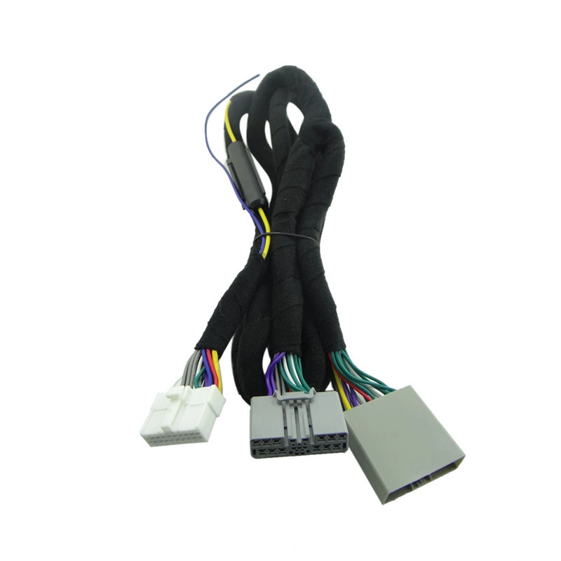 2meters Automotive Wiring Harness DSP Power Amplifier Multi Pins Black Vehicle Sound Cable