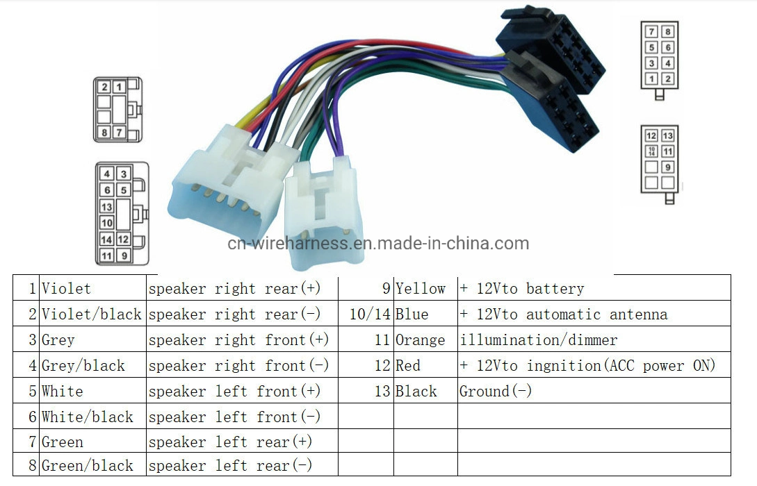 ISO Arnés de cableado Conector de cable de plomo de enchufe de radio estéreo Adaptador ISO Toyota