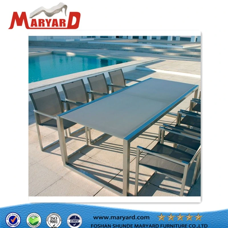 Modern Stainless Steel Dining Chair and Outdoor Stainless Steel Dining Table Set Furniture