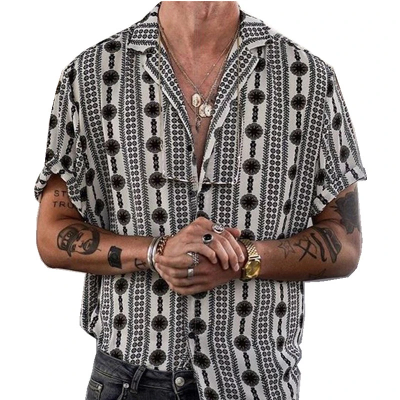 China Wholesale/Supplier Garment Shirt Men's Custom T Shirt Summer DOT Print Cardigan Short Sleeve Polo Shirt for Men