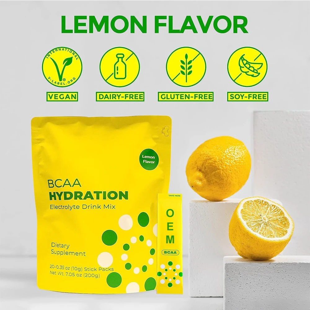 Contains Bcaas & Multi-Vitamins Vegan Electrolyte Drink Lemon Flavor Hydration Electrolyte Powder