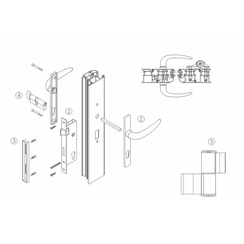 Casement Door Accessories Aluminum Alloy Door Handle Powder Coating Door Hardware-Czm19A