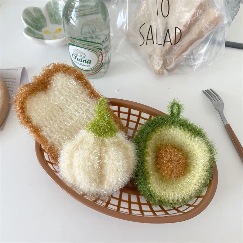 Fruit Dish Scrubber Non Scratch Cleaning Sponge Double Layered No Odor Kitchen Net Dish Cloths