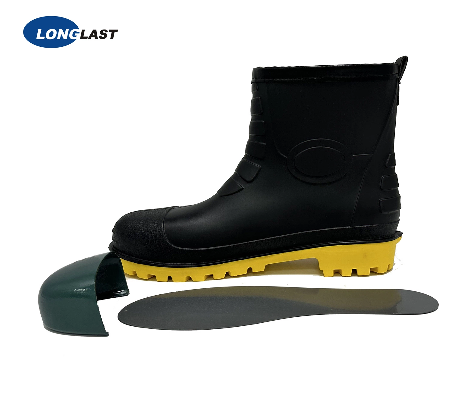 Short Bootleg with Steel Toe Cap and Midsoles Slip Resistan Durable Comfortable PVC Work Safety Boots