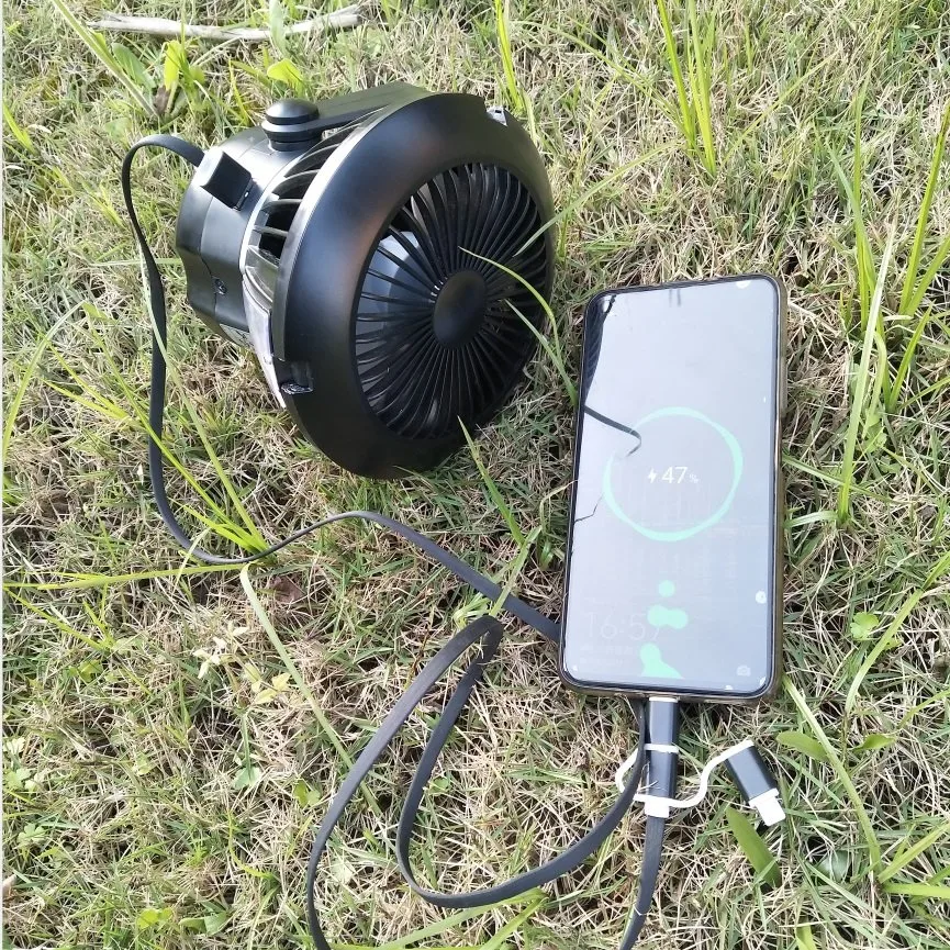 Portable Solar Camping Fan with LED Light