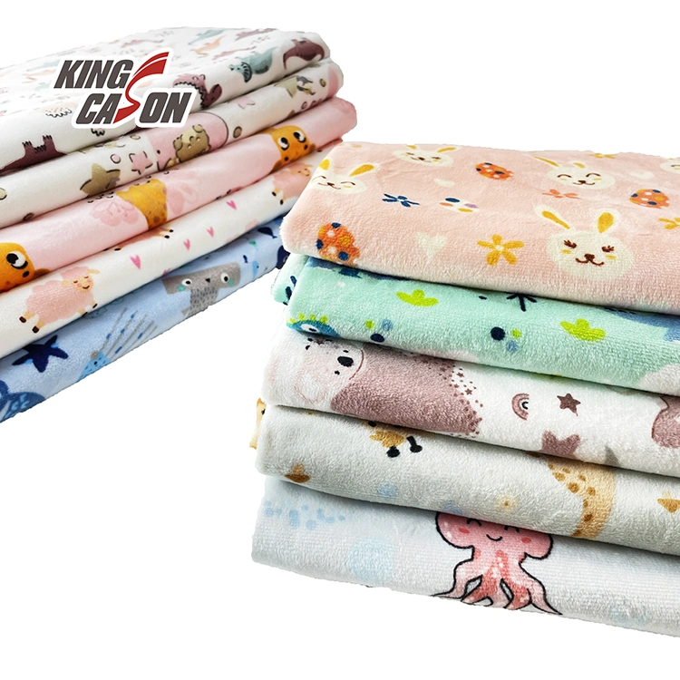 Kingcason Poly un côté des couleurs personnalisées Cartoon Jelly poisson Rgiraffe Dinosau Koala imprime Super tissu mou pour les enfants des couvertures de tissu pour bébé