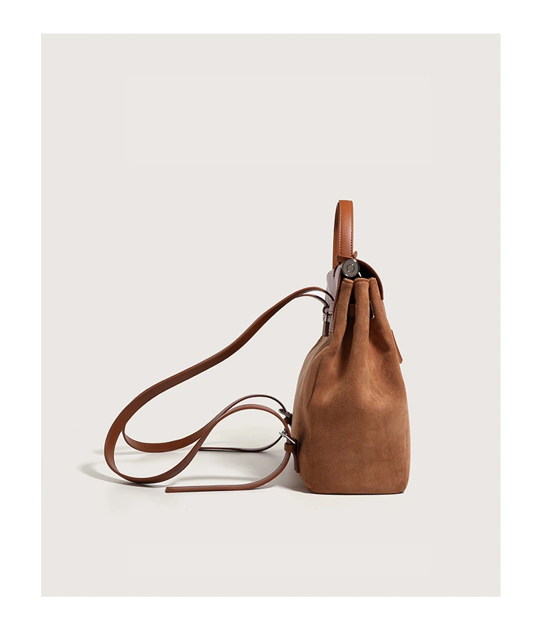 Mujeres hombro Ins Retro Suede escolar Bolsa de moda Gran capacidad Mochila Tote Bolsa de PU