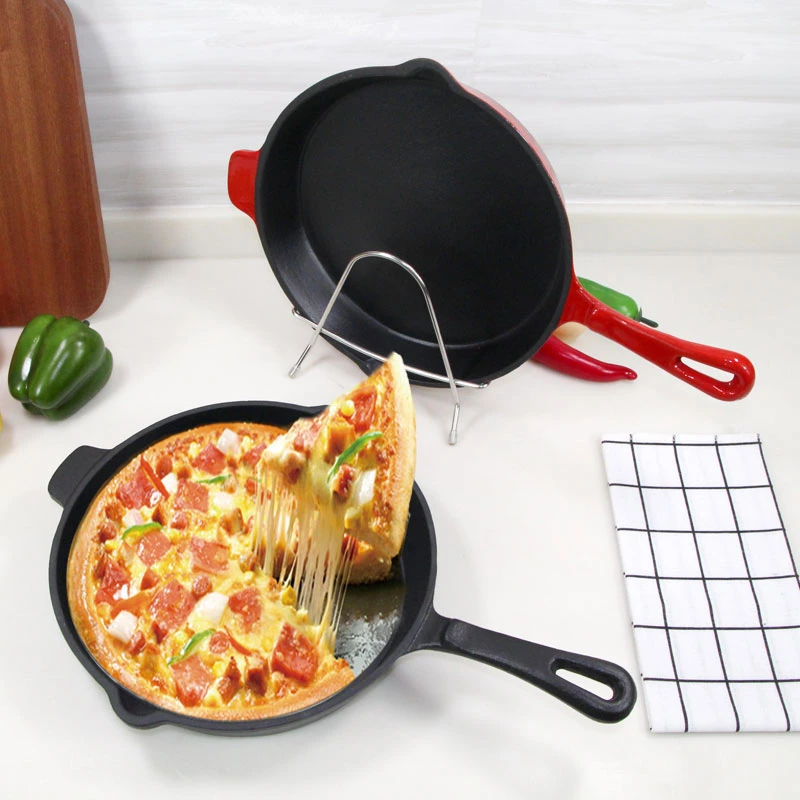 2023 New Arrival 10" 26cm Round Red Enamel Cast Iron Frying Pan Frypan Fry Pan Cast Iron Skillet