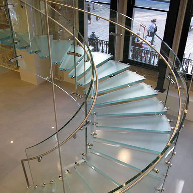 Factory Direct Price Interior Stair Railings Strong Support Curved Outdoor Staircase Stainless Steel Glass Curved Staircase Design