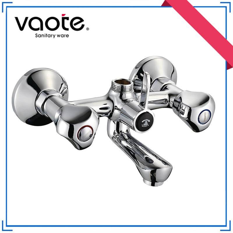 Double Handle Brass Chromed Bathtub Faucet Zinc Bath Mixer (VT 61601)