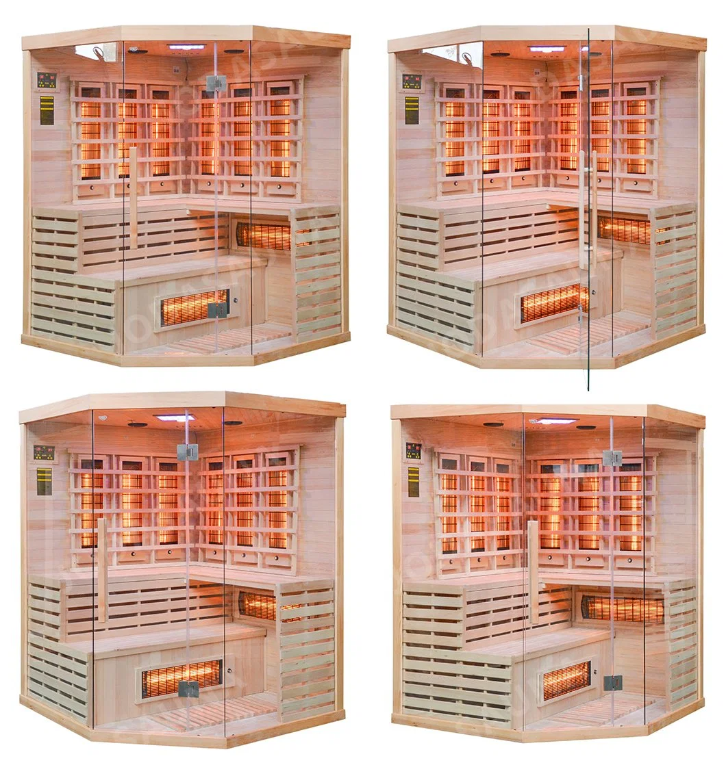 2023 Best Selling Hemlock Solid Wood Sauna Room for 3-4 People Dry Steam Sauna with Factory Price for Sale