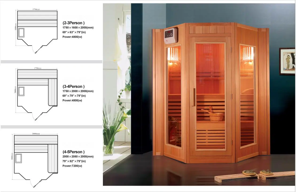 Traditional Hemlock Home Steam Sauna Room 5 Person Factory Price Sauna