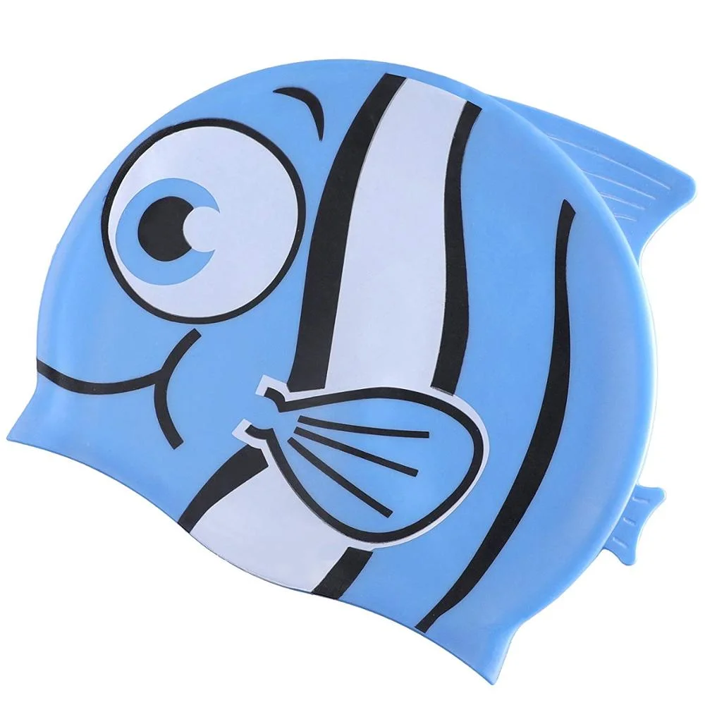 Multi-Color forma de pescado para niños/Kid's gorros de natación de protección de la Oreja de dibujos animados