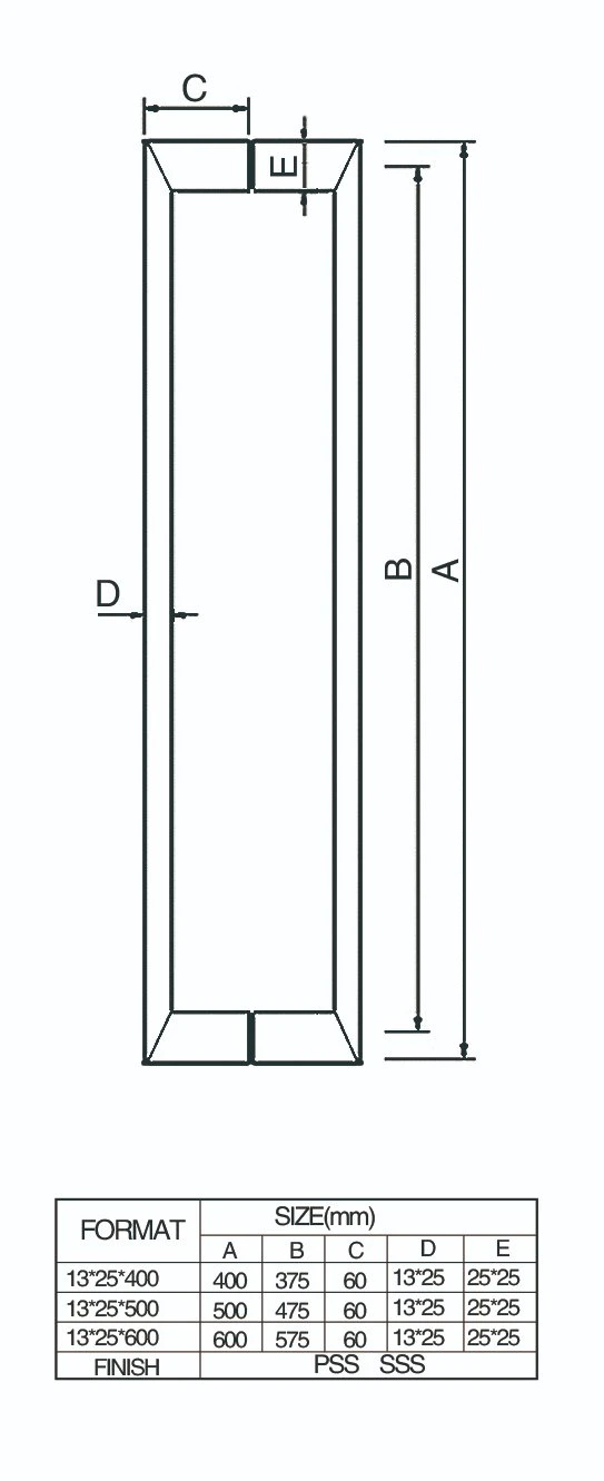 Square 304 Stainless Steel Pull and Push Door Handle for Office Glass Door