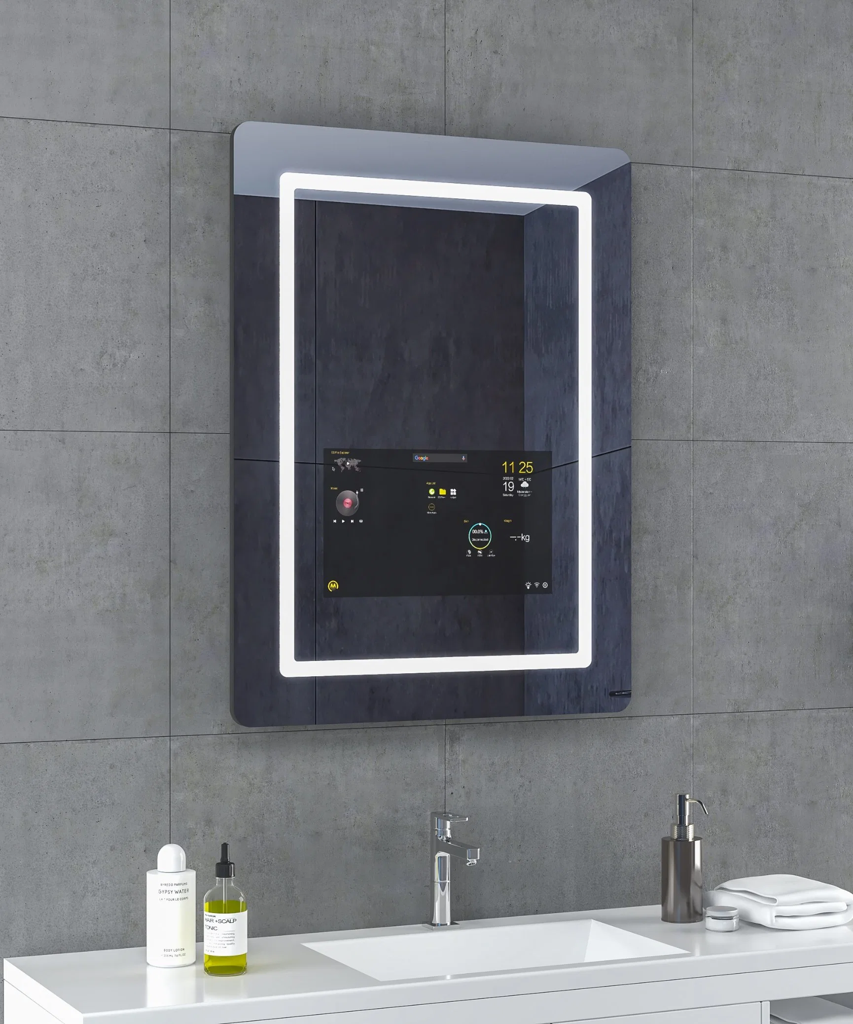 Smart Mirror 43 Zoll Interactive Bad TV Spiegel Intelligent Magic Spiegel Glas Touchscreen Spiegel für Hotel Smart Home mit Android-Betriebssystem