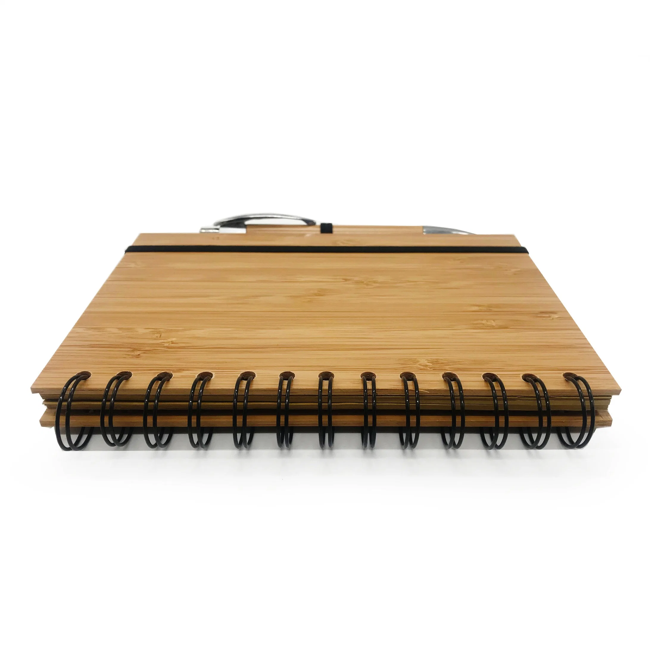 Office Supply Notepad Bamboo Cover Spiral Notebook with Bamboo Pen