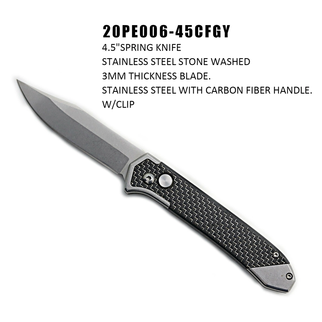 4.5" Stainless Steel Stone Washed Blade Spring Assisted Pocket Folding Knife