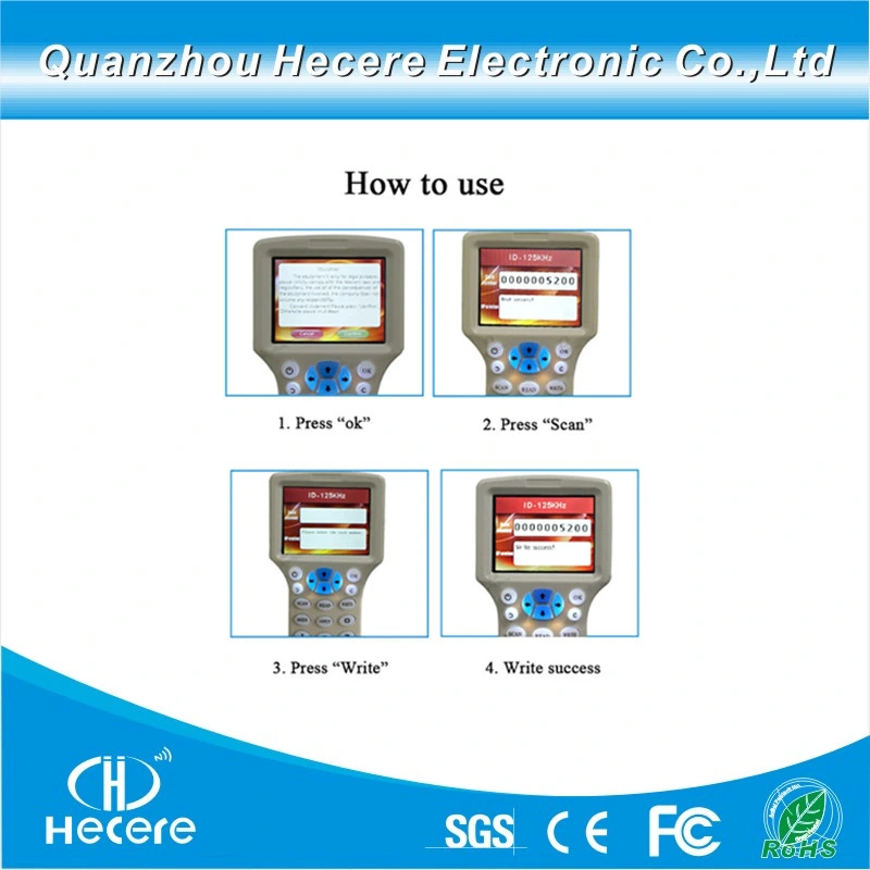 Handheld RFID Chipkartenleser Writer USB 125kHz 13,56MHz 10-Frequenz