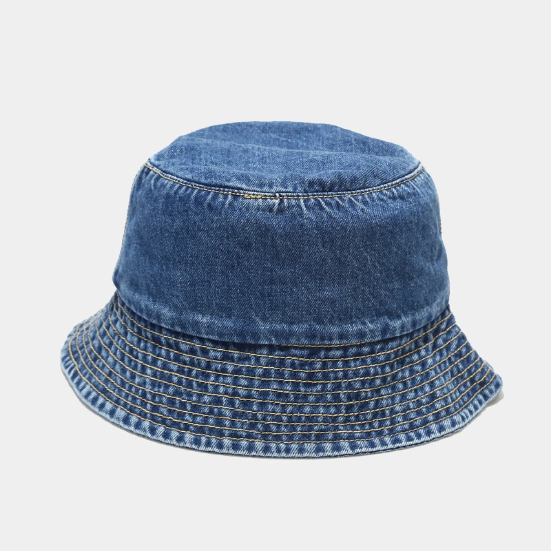 New Outdoor Sun Visor Retro Washed Denim Fisherman Hat Men and Women Trend Street Simple Solid Color Bucket Hat