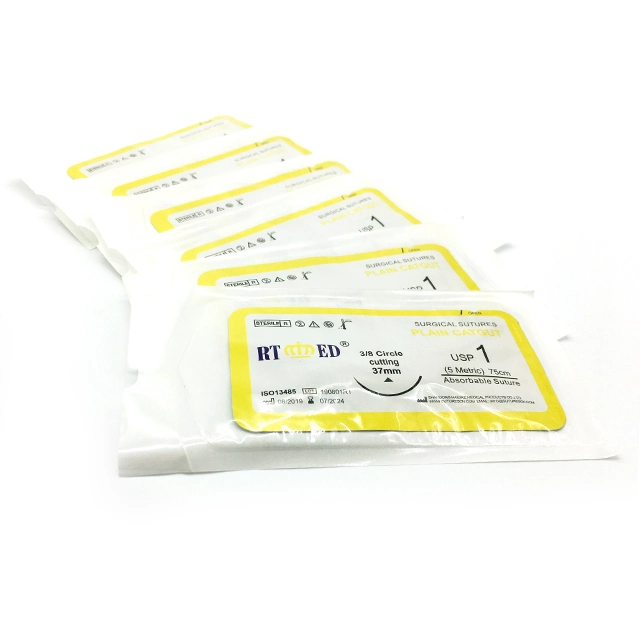 Surgical Suture Absorbable Plain Catgut Suture USP2-6/0