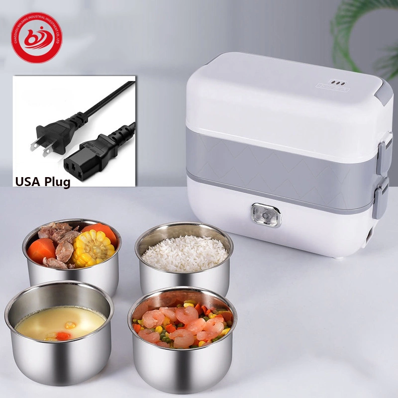 Caja de almuerzo eléctrica de acero inoxidable Caja de almuerzo térmica múltiples compartimentos Caja Bento caliente Caja de comida eléctrica de una y doble capa