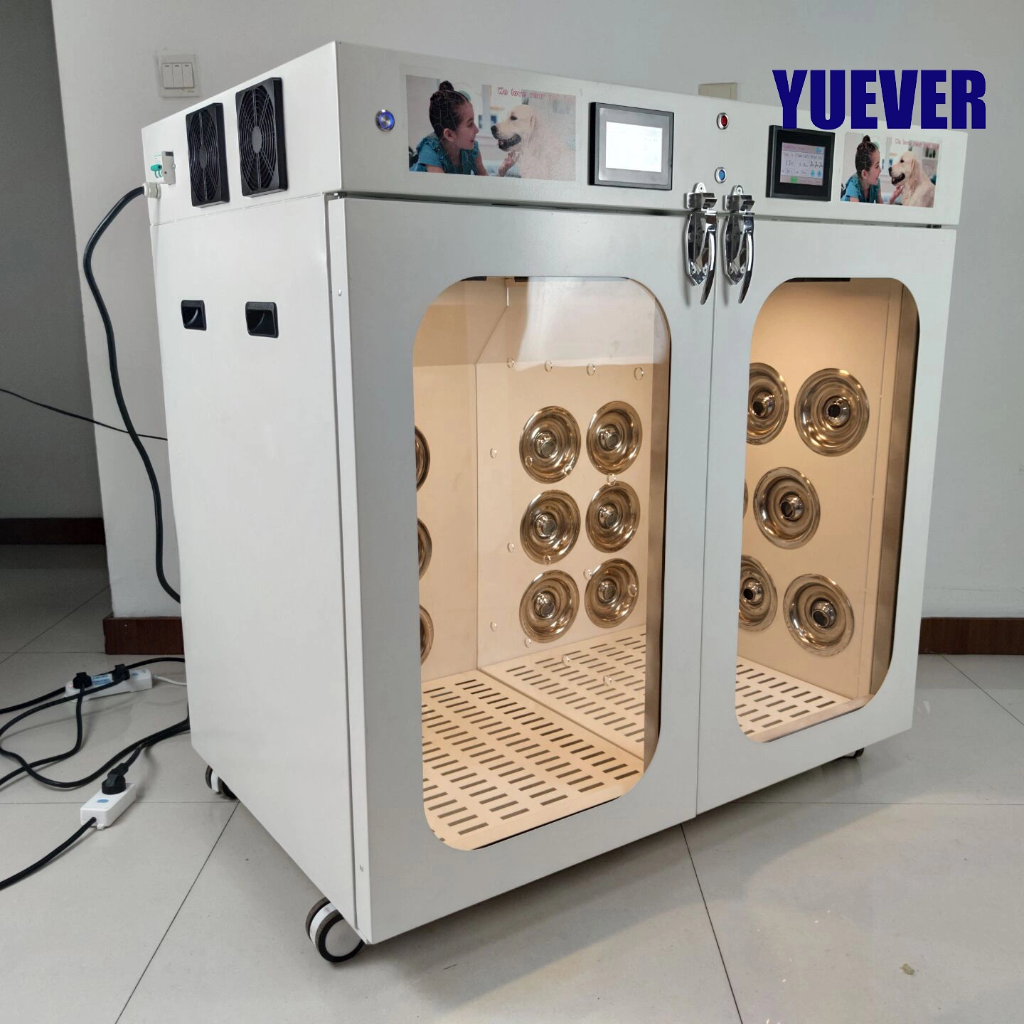 Yuever Medical 2 en 1 Equipo de habitación para Secador de pelo de mascotas Caja de secado de máquina automática Armario de mascotas Secador de Perros