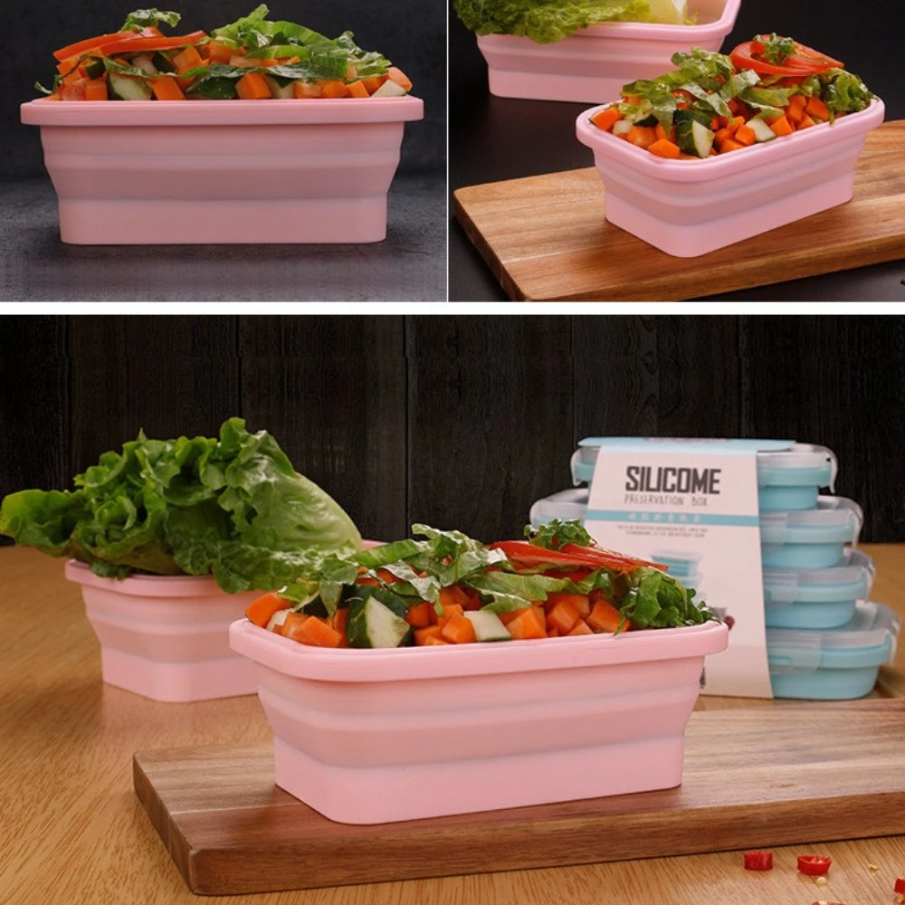 Folding Lunchbox Fresh Fruit Food Container Box with Silicone Sealing Plug Bl23461