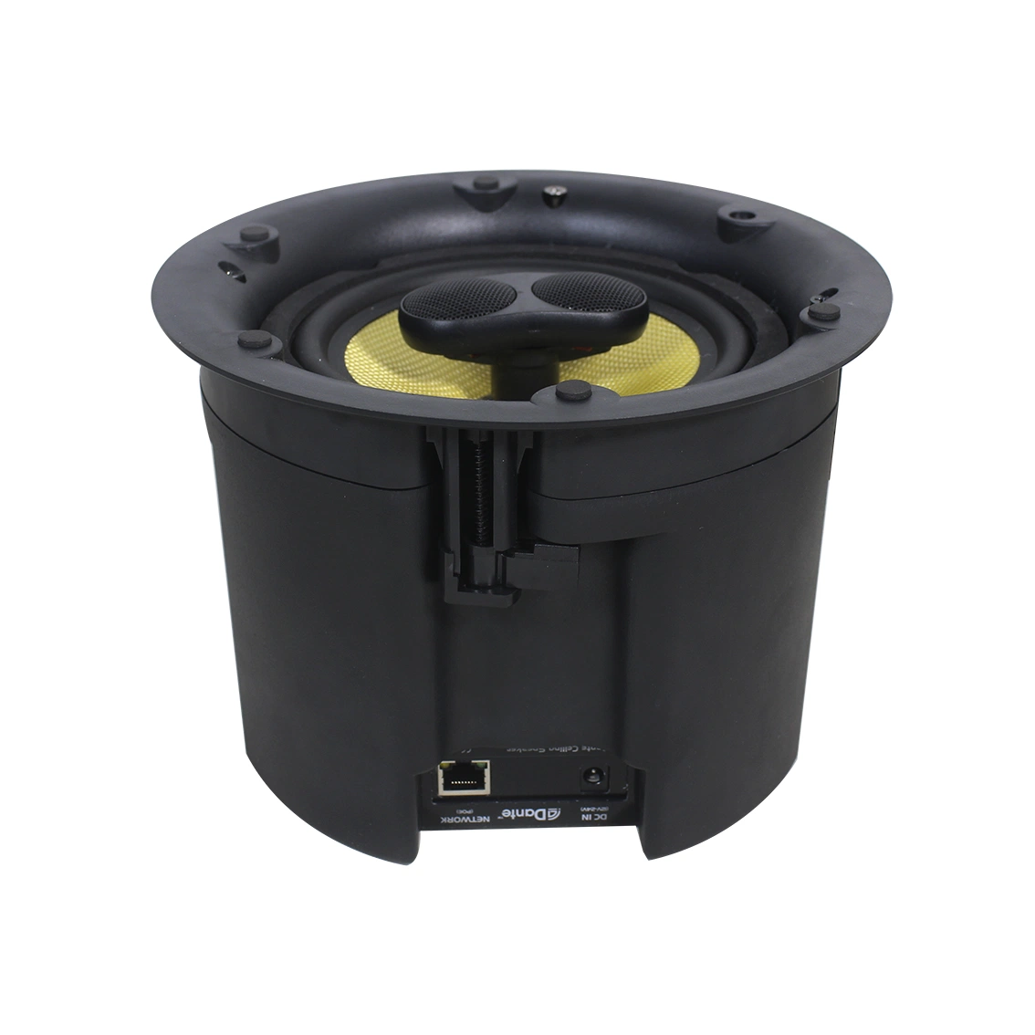 6.5 Inch 2 Way Dante Network Ceiling Speaker with 50W Powered by 24VDC, Crossover Dual Voice Coil and Dual Tweeter