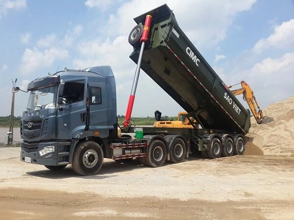 2 3 4 eje hidráulico Granja Mini Tipper descarga Semi Trailer para la venta en Costa de Marfil′