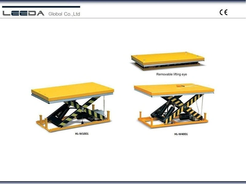 2000kg Stationary Electric Single Scissor Lift Table with 1000X1600mm Platform Size Hl-W2002