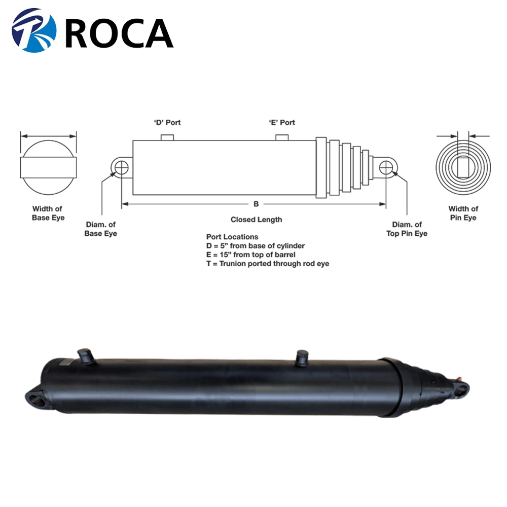 Hyco Type 4 Stages 40101-934-360t شاحنة تفريغ بديلة أحادية الفعل أسطوانة المرفاع