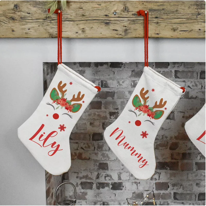 La decoración del hogar de los calcetines calcetines de Navidad en blanco sublimación personalizado