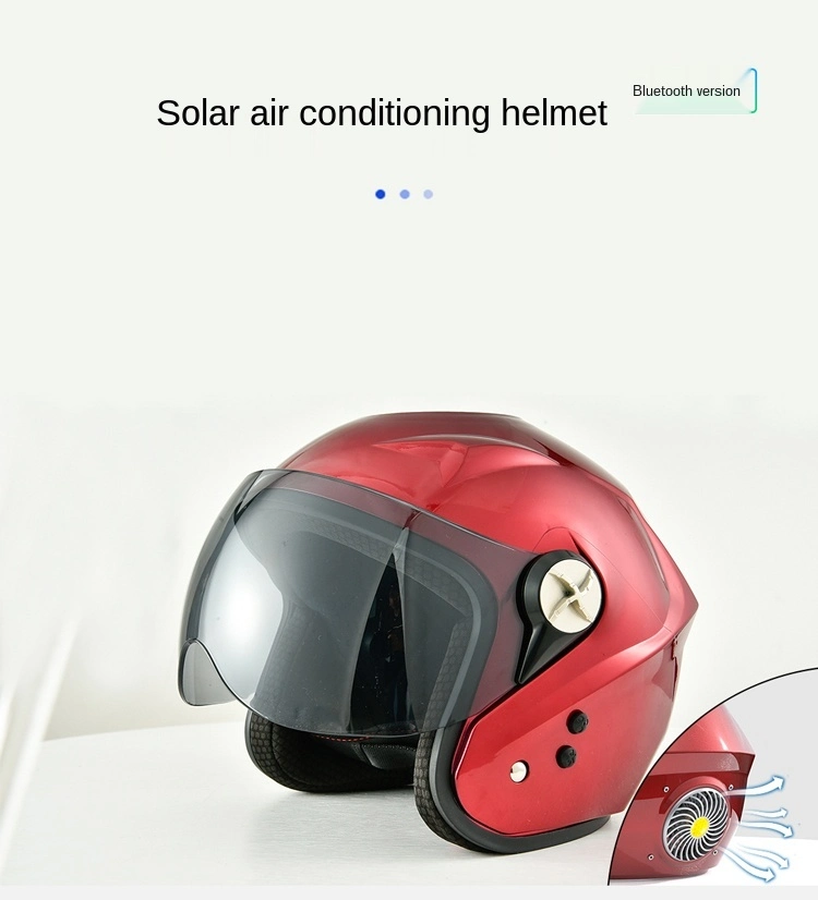 Motorcycle Bluetooth Fan Helmets ABS Solar Smart Charging Helmet Music Mobile Phone Motorbike Riding Safety Unisex Half Helmet