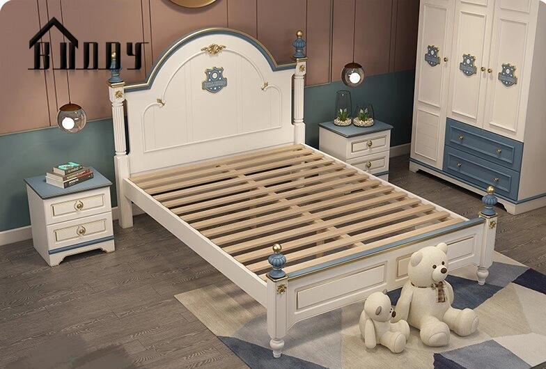 Alta calidad Muebles de niños Muebles de madera Muebles de niños almacenamiento de bloques Cama niños conjunto de cama de madera para niños