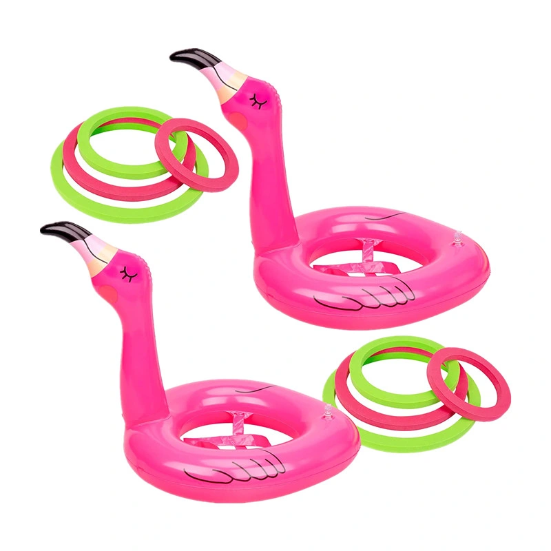 Novos artigos de artigos de festa da piscina para criança com enchimento insuflável de design Decorações Luau Multi Use Flamingo Ring Toss Game