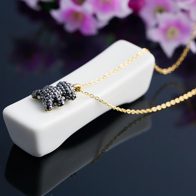 Made in China Fashion Jewelry Accessories for Men and Women, Cross-Border Hot-Selling Stainless Steel Jewelry, Creative Mud Diamond Bear Necklace