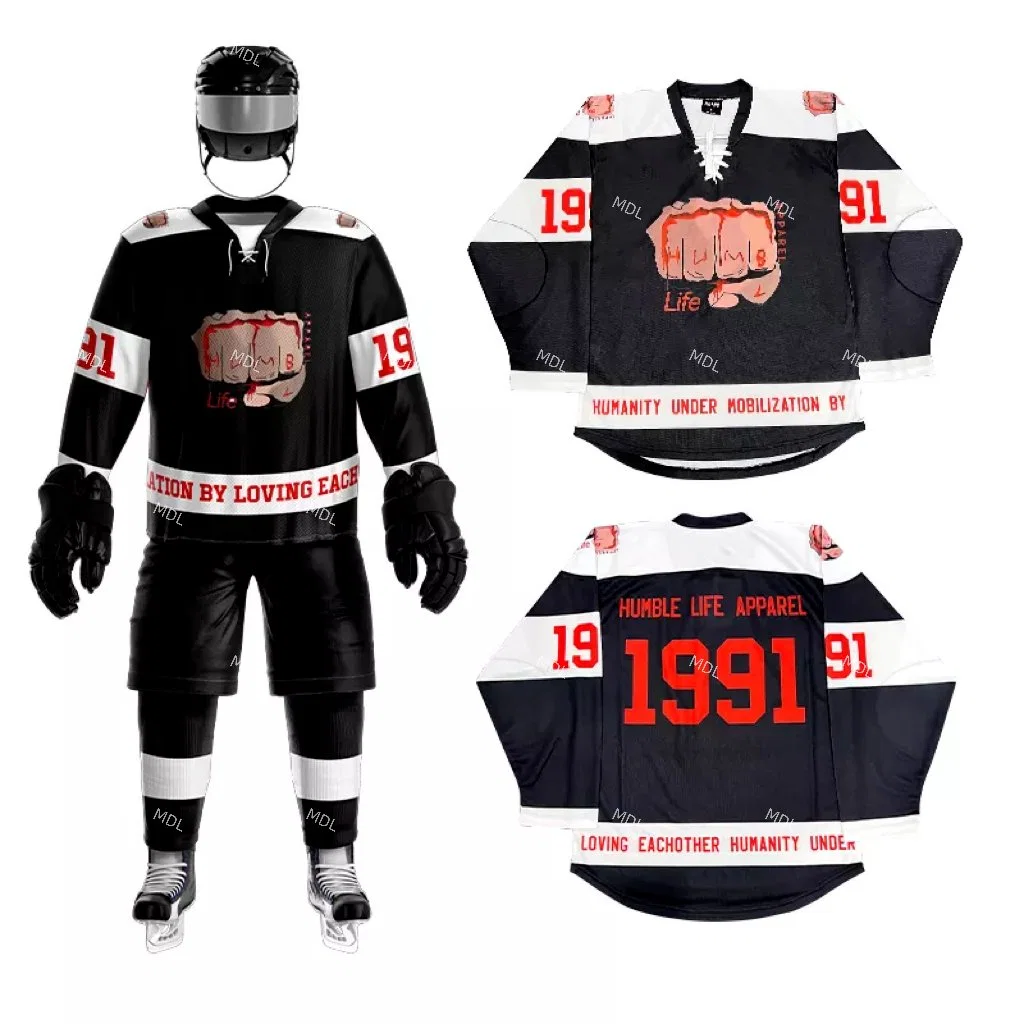 Custom Vintage Hockey de hielo Jersey divertido bordado Sportswear para hombre Camisas de Hockey de manga larga de alta calidad