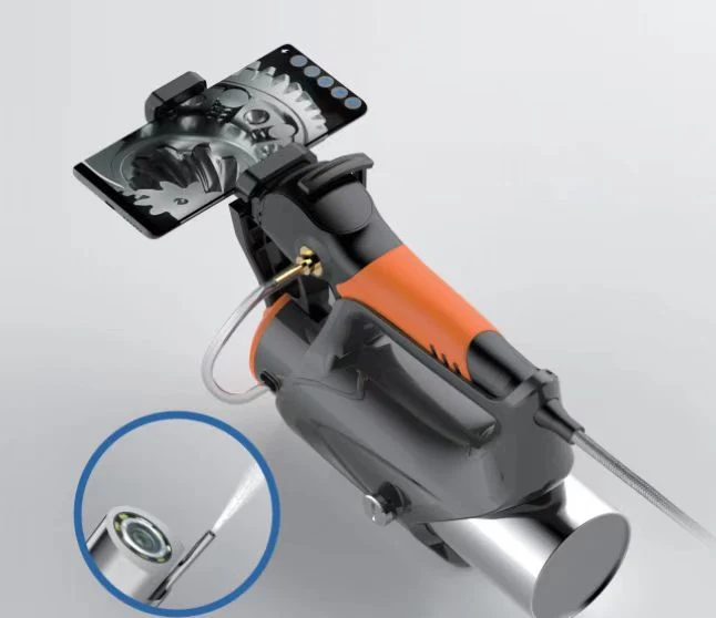 Endoscope vidéo de nettoyage de moteur de voiture avec objectif de caméra 8 mm, tube de travail de 1 m, articulations à 2 voies