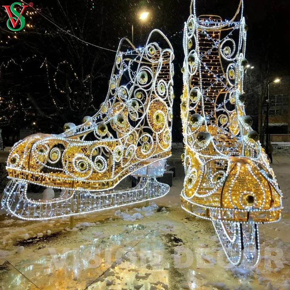 Outdoor Decoration Luces De Navidad LED 3D Motif Ice Skating Shoes Light