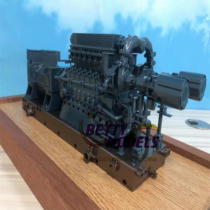 Engine Machine Scale Model Physical Colour Industry Model Making with Wooden Base