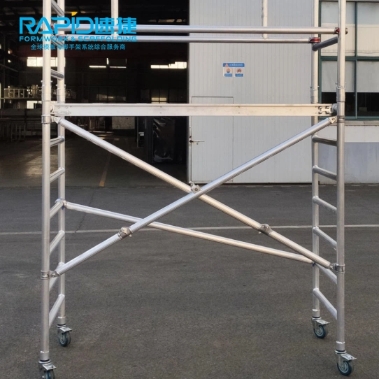 Scaffolding All Aluminum Mobile Tower with Wheels 2-12m Multipurpose Aluminum Scaffold Tower Platform 6061-T6 Single Double Width Alu Mobile Scaffold Tower