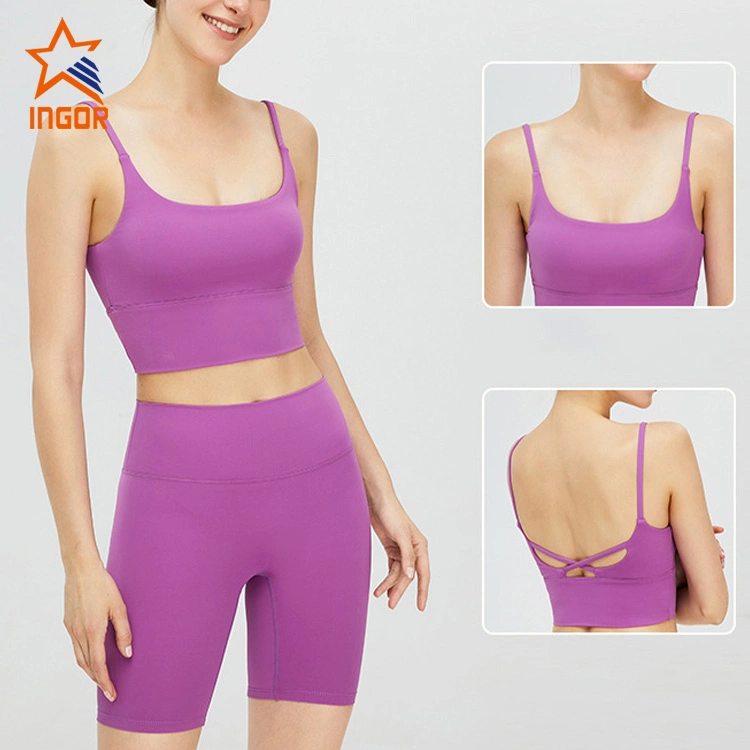 Ingor Sportswear Fabricant de vêtements de sport sur mesure Débardeur de sport Soutien-gorge de yoga à bretelles croisées Soutien-gorge de sport Tenue de course à pied