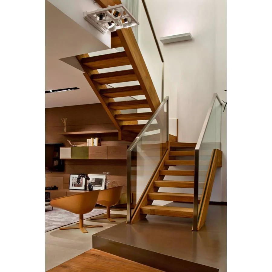 Custom-Made Stainless Steel Metal Handrail Glass/ Wooden Staircase