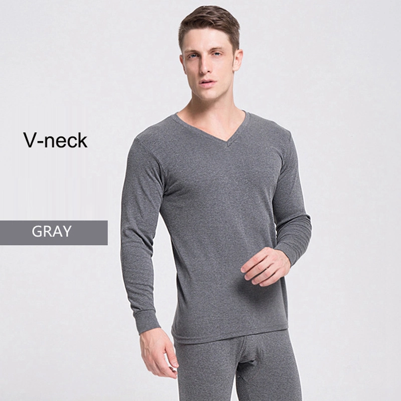 Otoño invierno ropa interior térmica Sets for Men Tick Cotton Warm Pijama sólido