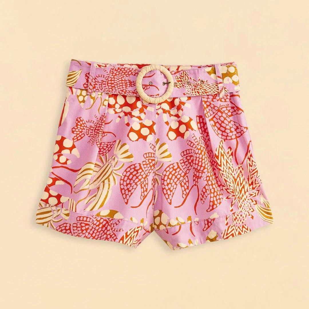 Summer New Loose Linen Print Casual Fashion High Waisted Shorts for Women