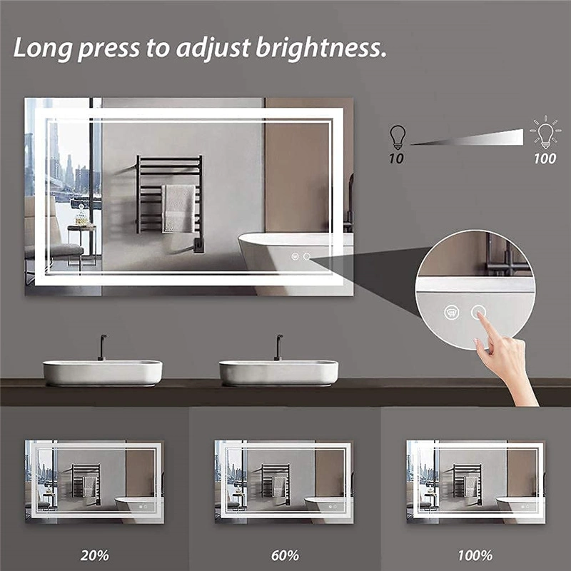 Wall Mounted Decorative Frameless Rectangle Round Backlit Mirror with Light Smart Light Bathroom Mirror LED Mirror Llluminated Smart Mirror