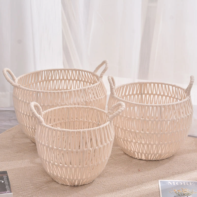 Round Hollowed Egg Container Storage Basket for Cosmetics with Handles